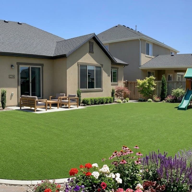 Finished backyard turf install in Daybreak