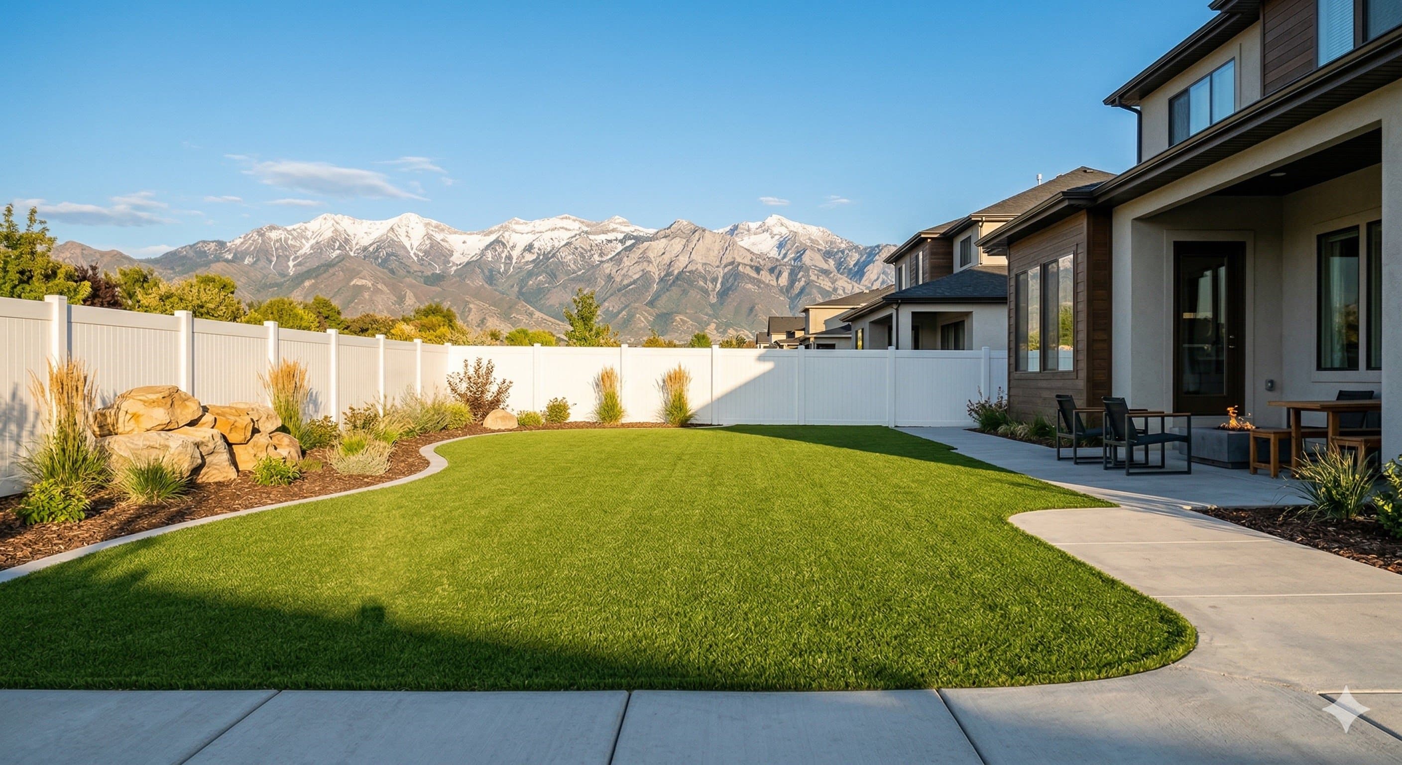 Lush artificial turf backyard install